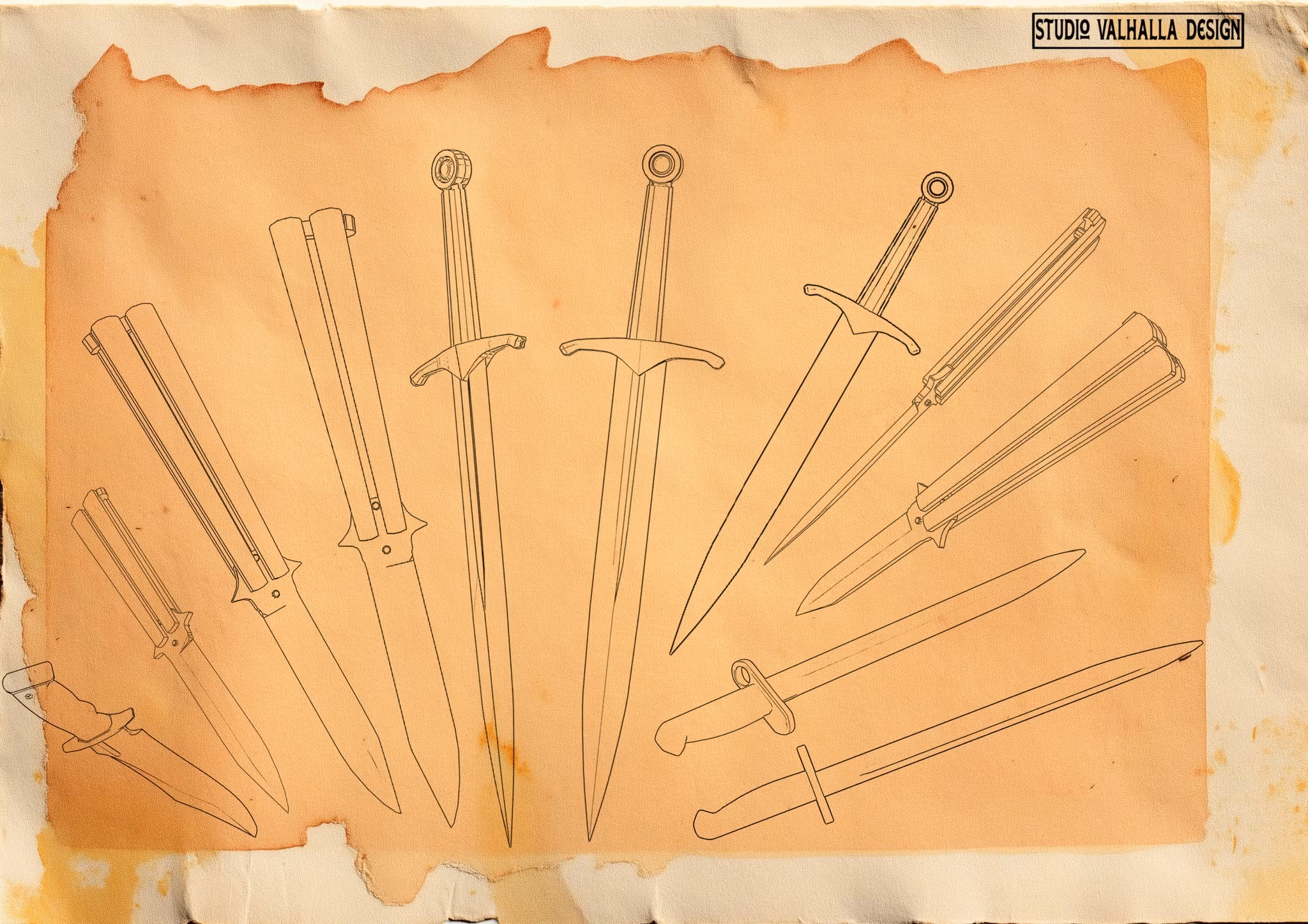 Procreate & png, Artist Reference Library ~ Dagger references, original art for Procreate, ~150 design elements