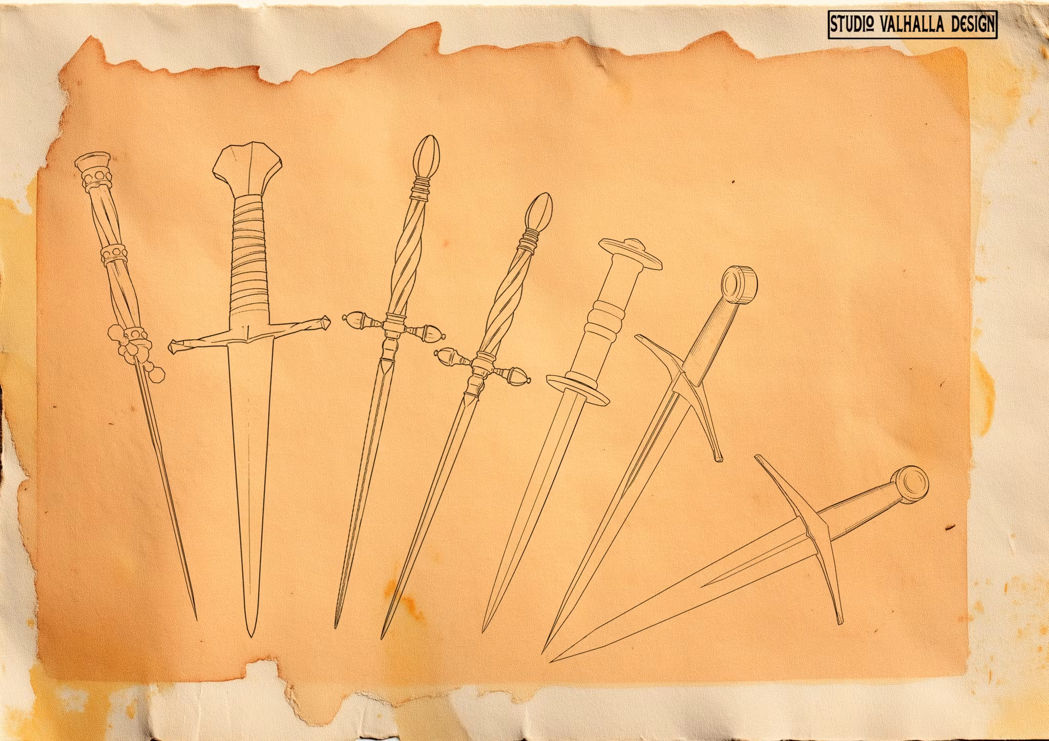 Procreate & png, Artist Reference Library ~ Dagger references, original art for Procreate, ~150 design elements