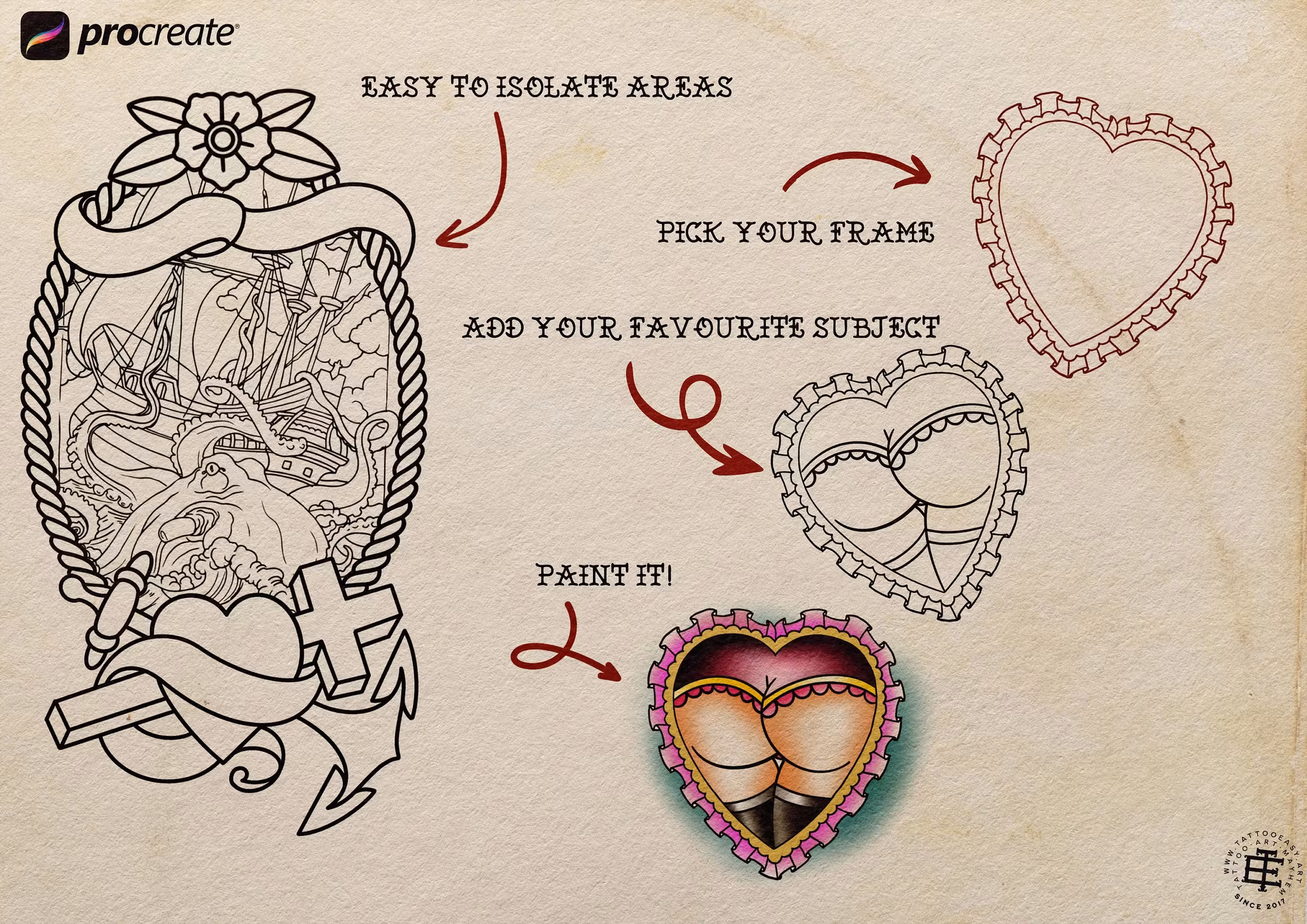 The Traditional Tattoo Artist - 1700+ files, Procreate & PNG custom made creative design kit!