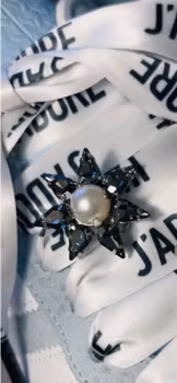 Elastic fit shoe charm, skosmycke, stjärna med pärla/silver