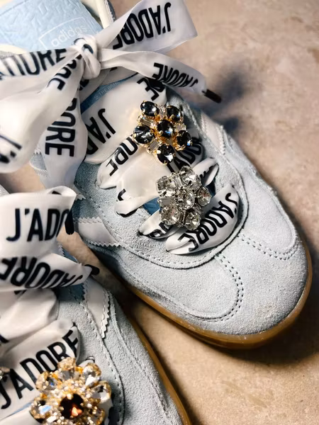 Elastic fit shoe charm, skosmycke, klar/silver