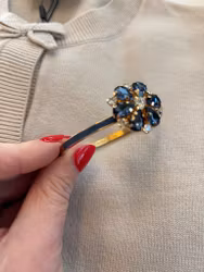 Dusty blue Gold Cuff Bracelet – Button Base, armband