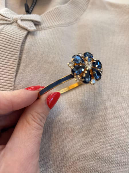 Dusty blue Gold Cuff Bracelet – Button Base, armband