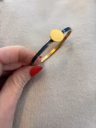 Dusty blue Gold Cuff Bracelet – Button Base, armband