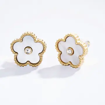 Pia örhängen Vit/Guld med sten