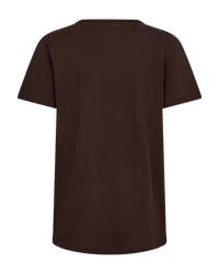 FQSABINA-V-SS-TWIST, v-ringad t-shirt med detalj, brun