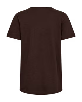 FQSABINA-V-SS-TWIST, v-ringad t-shirt med detalj, brun