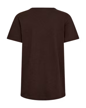 FQSABINA-V-SS-TWIST, v-ringad t-shirt med detalj, brun