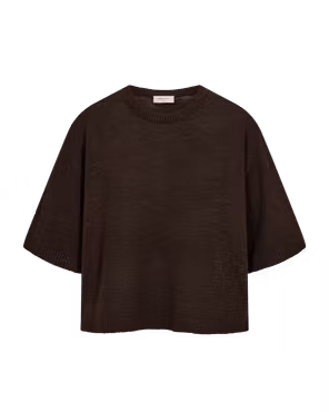 FQVICKI-PULLOVER, tunnstickad tröja brun