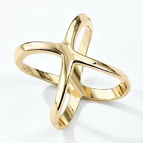 Korsformad sjalsring i legering i guld