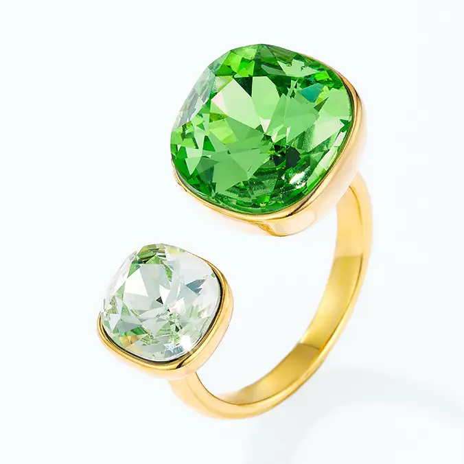 Leila ring, guld/grön