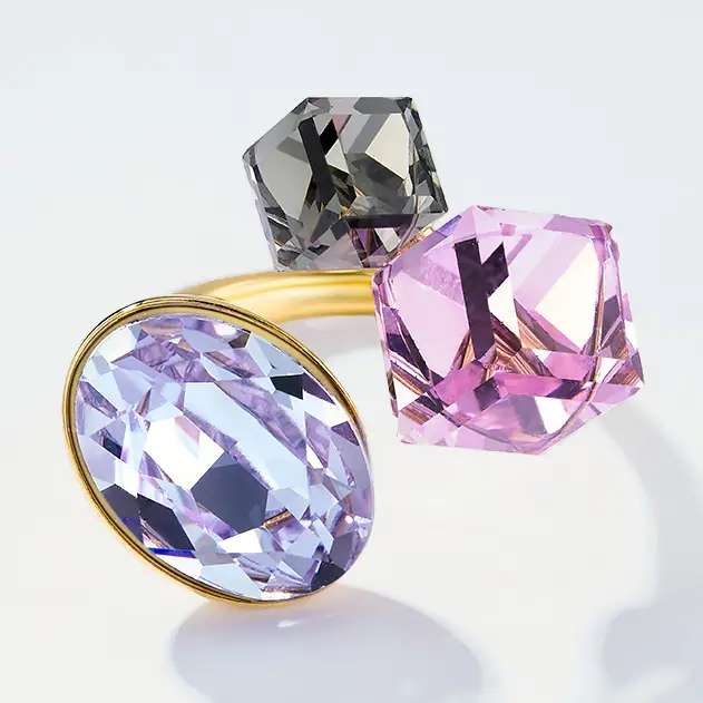 Kitty ring, guld/lila