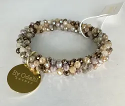 Roya armband, nougat/beige
