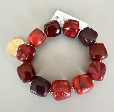 Felicia armband, vinröd/röd