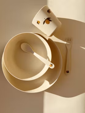 Konges Sløjd - Presentkit Dinner Set & 2 Pack Sippy Cups - Lemon