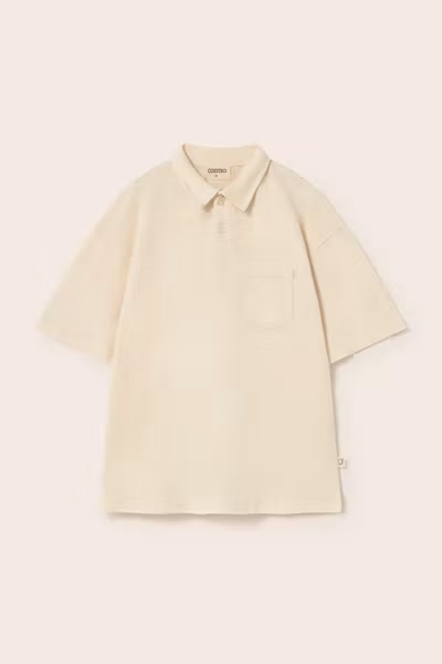 Skönhetsfel Cozmo - Arnold Soft Slub Cotton Polo T-shirt - Ivory
