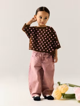 Name it - Set Nina 3/4 RLX Top Chocolate Plum & Bella Barrel Denim Jeans - Wild Ginger