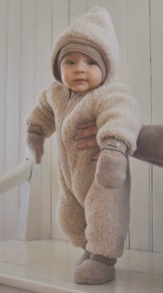 HUTTEliHUT - Pram Suit Wool Teddy overall - Cement