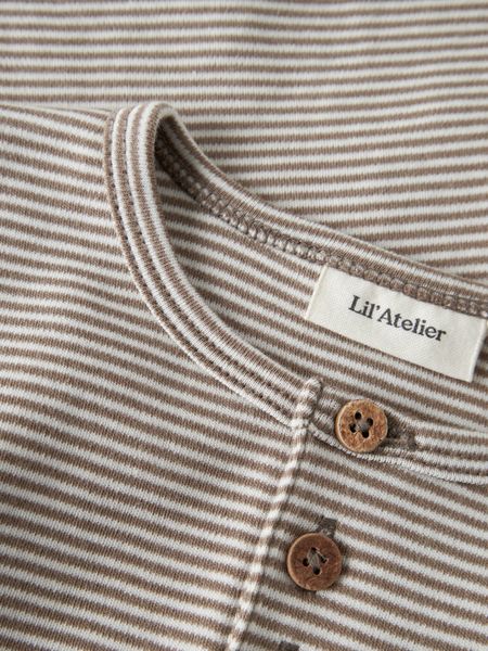 Lil'Atelier - Slim Randig Långärmad Tröja - Turtledove Septia Tint