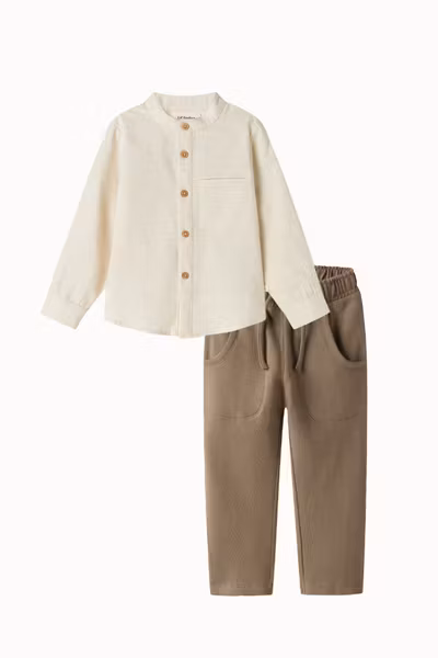 Lil'Atelier - Set Skjorta & HAB byxa - Turtledove Sepia Tint