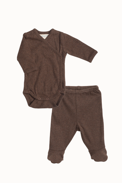 Serendipity Organics - Newborn Set body & byxa Solid - Chestnut Melange
