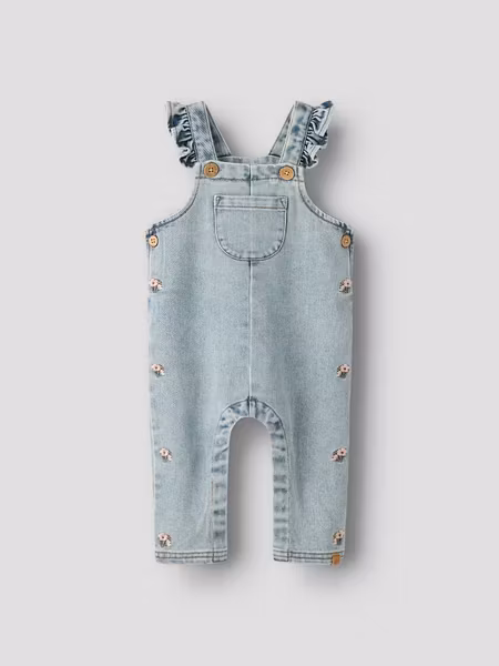 Lil'Atelier - Loose Denim Flower Hängselbyxa