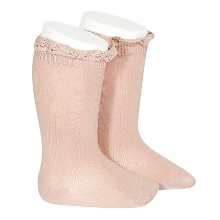 Condor - Knee Socks with Lace - Dusty Pink