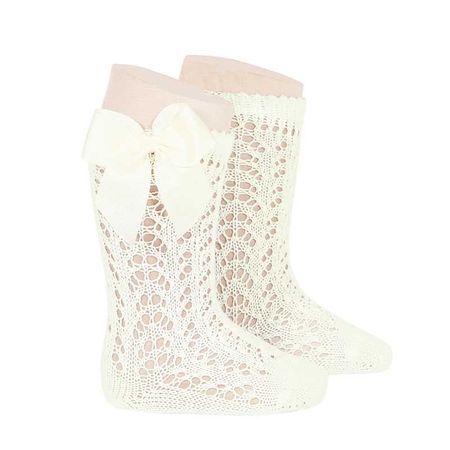 Condor - Perle Knee Socks with Bow - Champagne