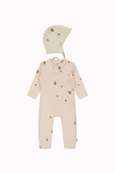 Konges Sløjd - Newborn Set Onesie & Helmet - Lemon