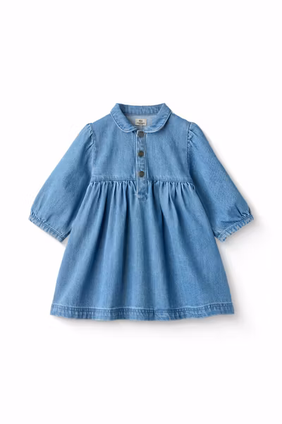 Copenhagen Colors - Organic Denim Dress with Puff Sleeves