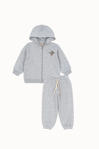 Konges Sløjd- Set Lou Sweat Zip Hood & Pants - Grey Melange
