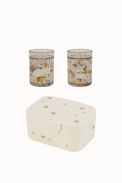 Konges Sløjd - Presentkit 2 pack Glitter Cups & Lunch Box - Lemon