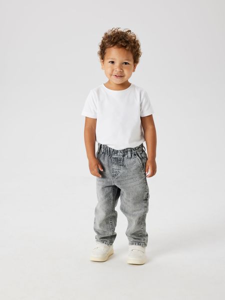 Name it - Set Bright White T-shirt & Tap Medium Grey Jeans