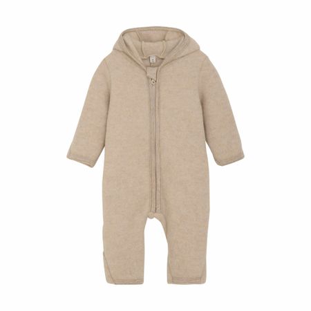 HUTTEliHUT - Pram Suit with Ears Wool Fleece - Camel Melange