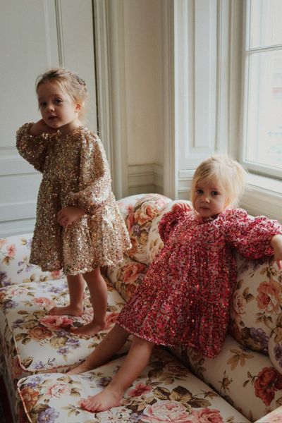 Konges Sløjd - Lila Sequins Bow Dress - Gold Glitter