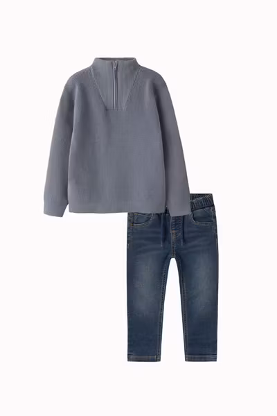 Name it - Halfzip Tradewinds & Slim Vintage Dark Blue Jeans
