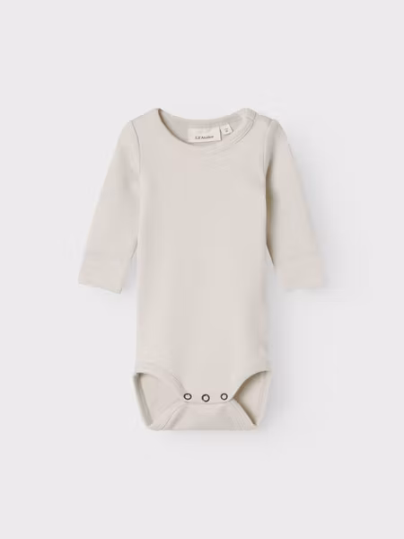 Matchat Set - Lil'Atelier Slim Solid Baby Body Turtledove & Name it Mini Jeans - Blue