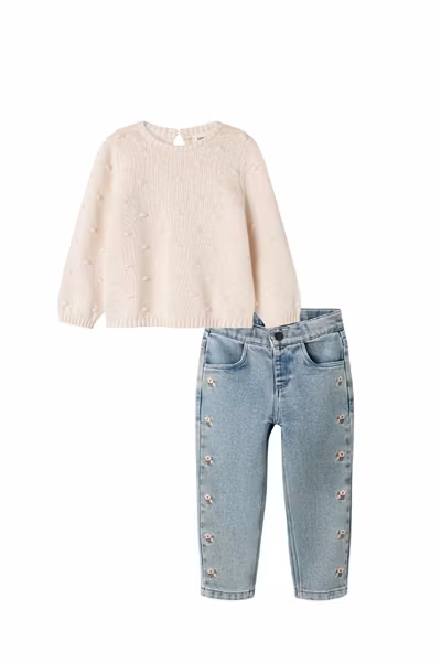 Lil'Atelier - Set Loose Pastell Knit & Doa Flower Loose Jeans