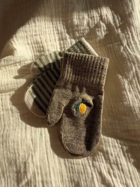Konges Sløjd - 2 pack Filla Mittens - Lemon/Stripe