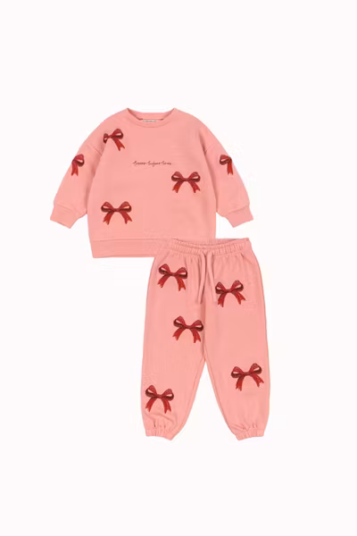Konges Sløjd - Set Lou Bow Sweat Shirt & Pants - Strawberry Ice