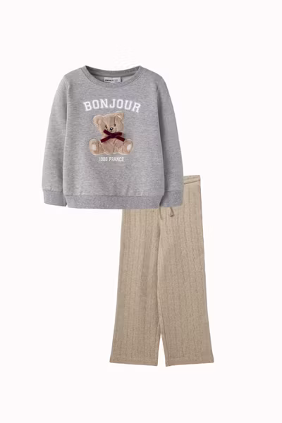 Matchat Set - Name it Bonjour Sweatshirt Grey Melange & Sofie Schnoor Lovask Piontelle Byxa