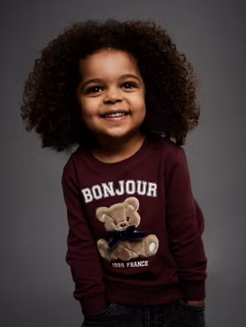 Name it - Set Bonjour Sweatshirt Burgundy & Slim Vintage Dark Blue Jeans