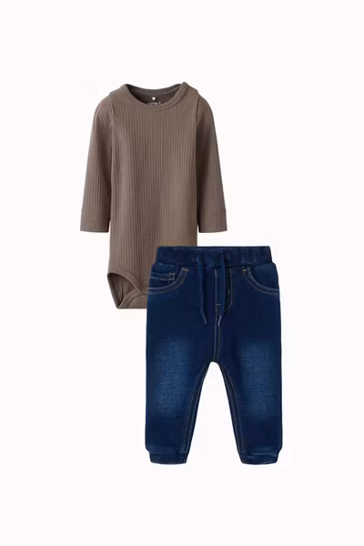 Name it - Set Slim Baby Rib Body Falcon & Mini Blue Jeans
