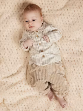 Lil'Atelier - Set LS Body Shirt & Loose Cord Baby Pants - Oxford Tan