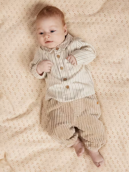 Lil'Atelier - Set LS Body Shirt & Loose Cord Baby Pants - Oxford Tan