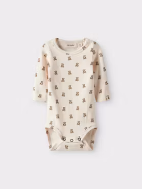 Lil'Atelier - Set ELO LS Slim Baby Body Teddy Bear & Loose Cord Hängselbyxa Sepia Tint