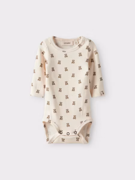 Lil'Atelier - Set ELO LS Slim Baby Body Teddy Bear & Loose Cord Hängselbyxa Sepia Tint