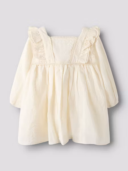 Matchat Set - Lil'Atelier LS Dress Turtledove & Condor Perle Knee Socks with Bow Champagne