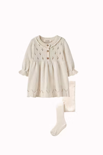 Lil'Atelier - Set LIA Baby Knit Dress & Strumpbyxa - Turtledove