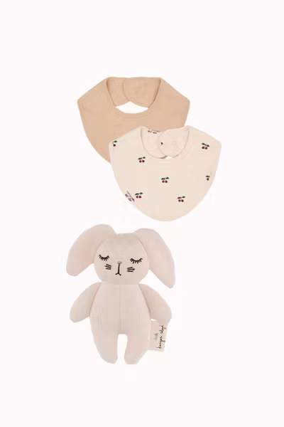 Konges Sløjd - Presentkit 2 Pack Bibs Cherry & Mini Rabbit